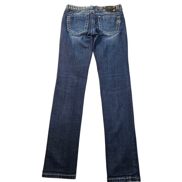 Miss Me Rhinestone Studded Jean's Jp513054 Skinny bling 26 / 29 y2k thick stitch - Picture 3 of 9
